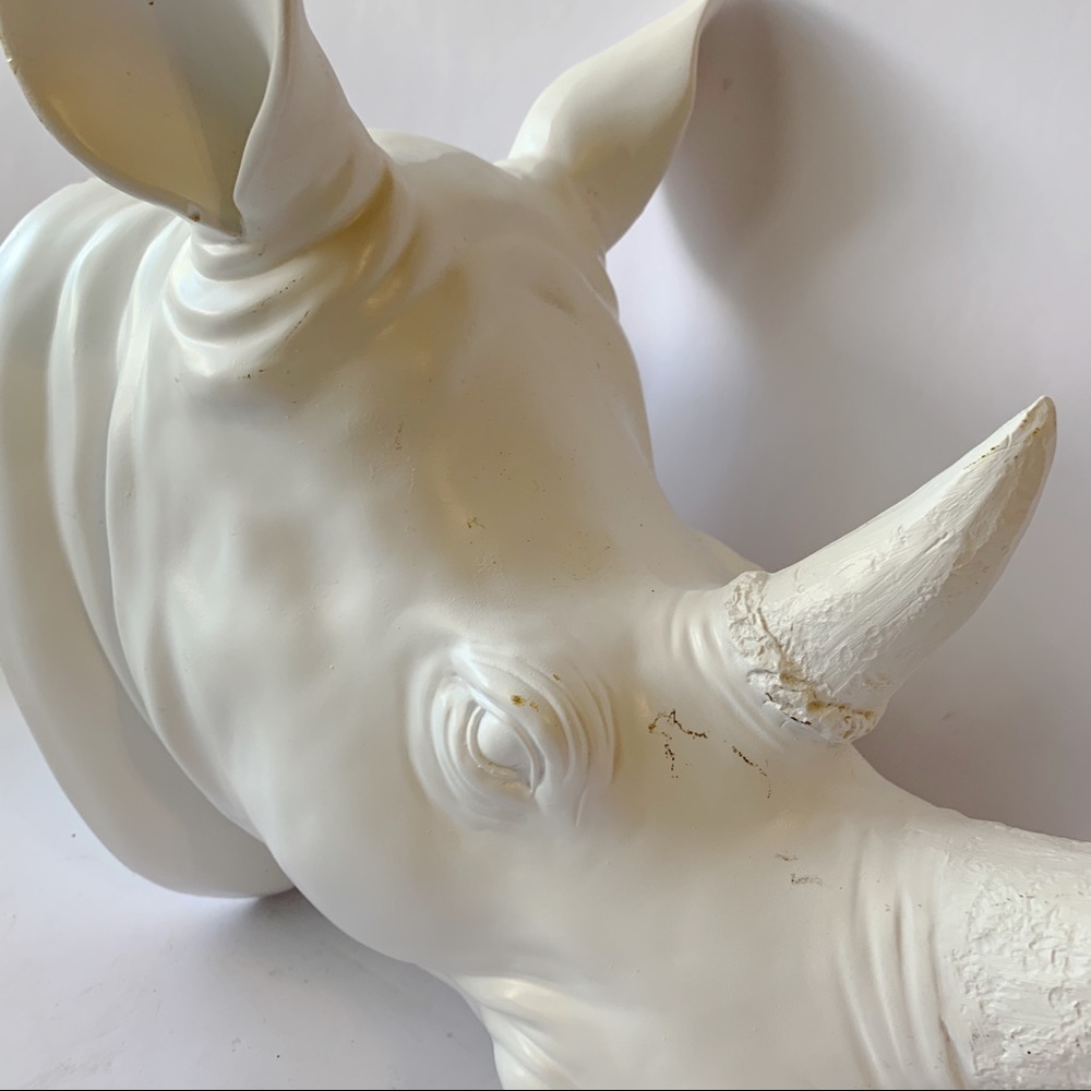 Z Galleries // White Plaster Rhino Head Wall Hanging - Picture 5 of 6